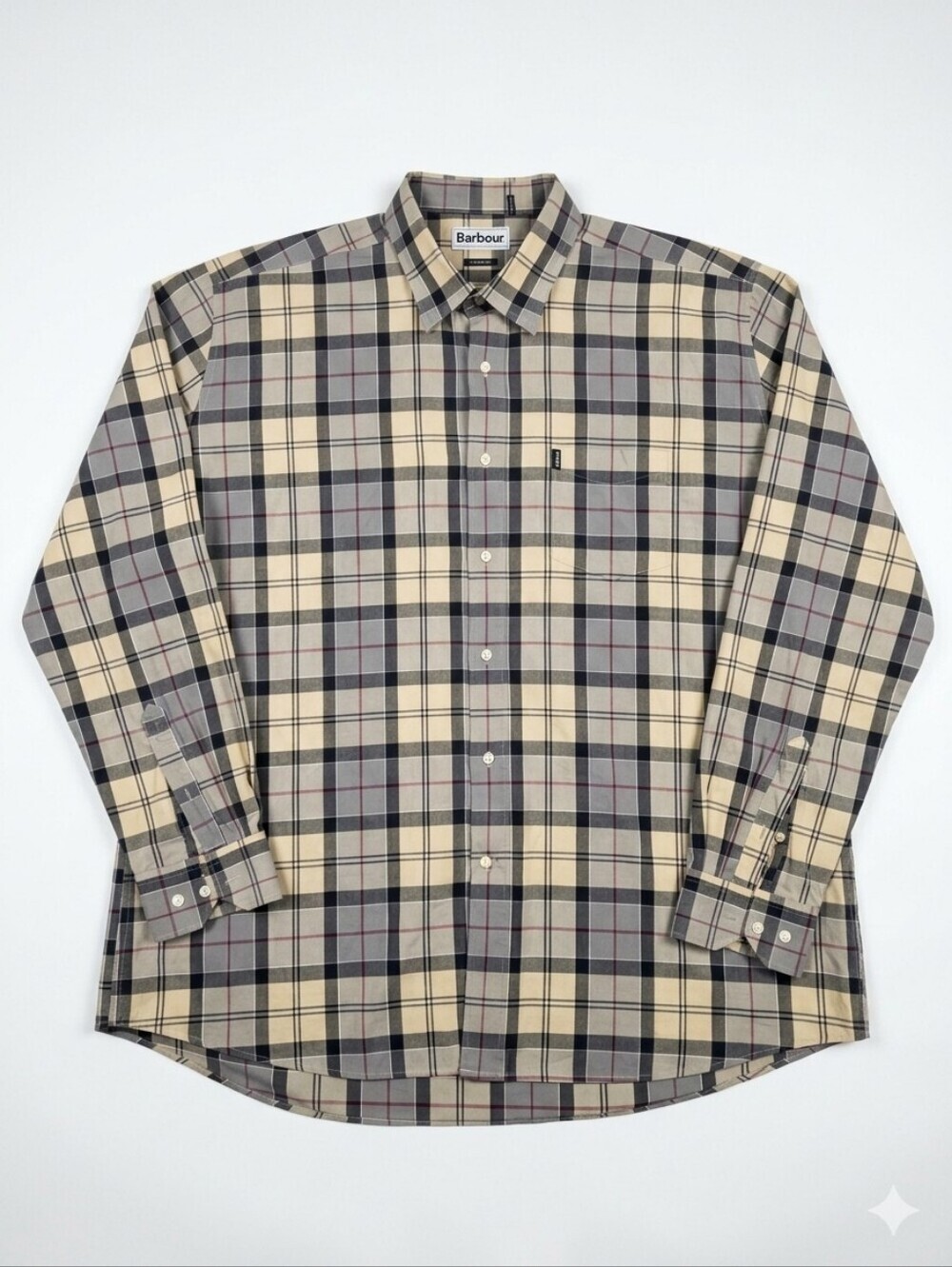 Barbour Herbert Mens Classic Plaid Tartan Cotton L/S Botton-Up Shirt Size XXL